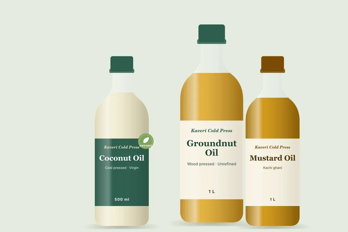 Cold-pressed oil bottles